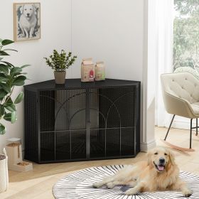 47.24"Spacious Pet Cage with Tempered Glass, for Corner of Living Room, Hallway, Study and Other Spaces, Black